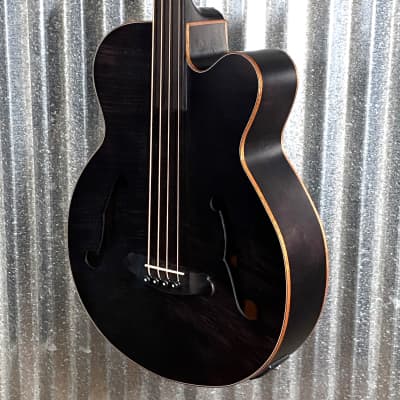 Aria Pro FEB-F2/FL 4 String Acoustic Electric Fretless Bass Black Stain & Bag #9506 image 6