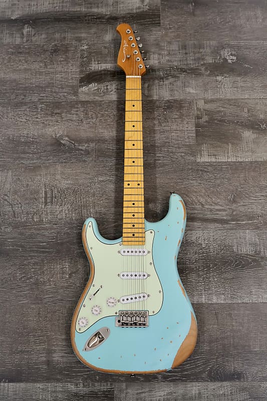 AIO S3 Left Handed Electric Guitar - Relic Sonic Blue (Maple Fingerboard) w/Gator Hard Case image 1