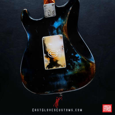 Fender Stratocaster Floyd Rose Black/Blue Heavy Aged Relic by East Gloves Customs[$280 Off for Limited Time Only] image 6