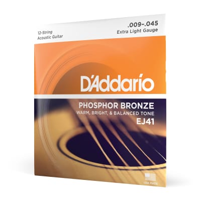 D'Addario EJ41 12-String Phosphor Bronze Extra Light Acoustic Guitar Strings (9-45) image 3