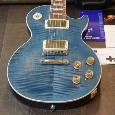 2015 Gibson Les Paul Traditional 100 Single-Cut Electric Guitar Ocean Blue Burst w/ Robo Tuners + OHSC image 2