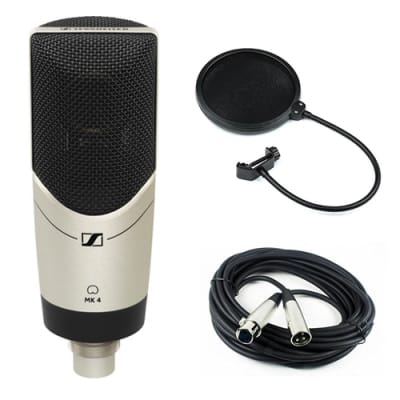 Sennheiser MK 4 Studio Condenser Microphone with Pop Filter and XLR to XLR Cable image 1