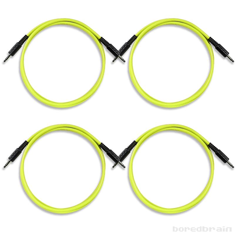 Boredbrain 48-inch 4-Pack Eurorack Modular Patch Cables 3.5mm TS Nuclear Yellow image 1