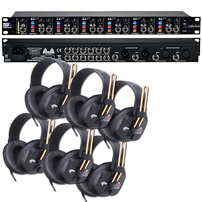ART HeadAmp6PRO 6Channel Rack Mount Headphone Amp W/ 6 Pairs Reverb