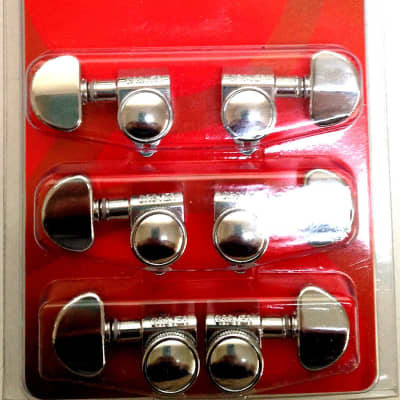 Grover 502C Roto-Grip Locking Rotomatics with Round Button - Guitar Machine Heads, 3 + 3 - Chrome image 4