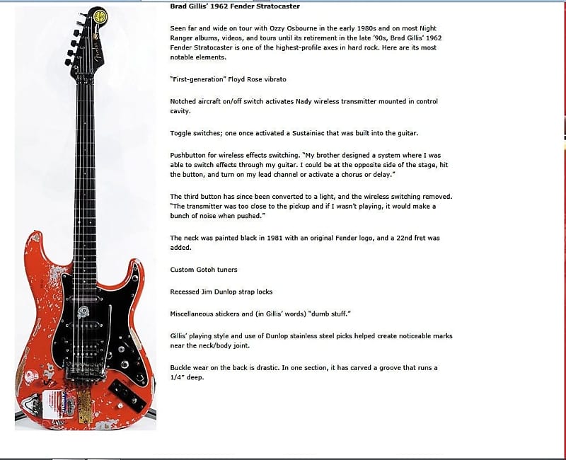 Fender Stratocaster Brad Gillis ジャンク Fender Stratocaster Brad Gillis ジャンク - メルカリ