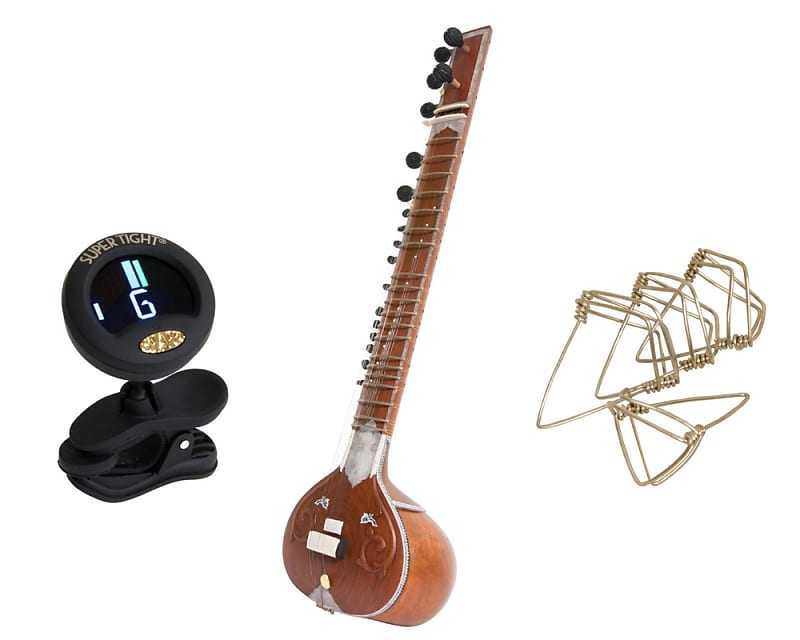 Includes: Authentic Full Size Single Toomba Standard Sitar, Case Cd Or Book + Snark Clip-On Tuner + Large Mizrab image 1