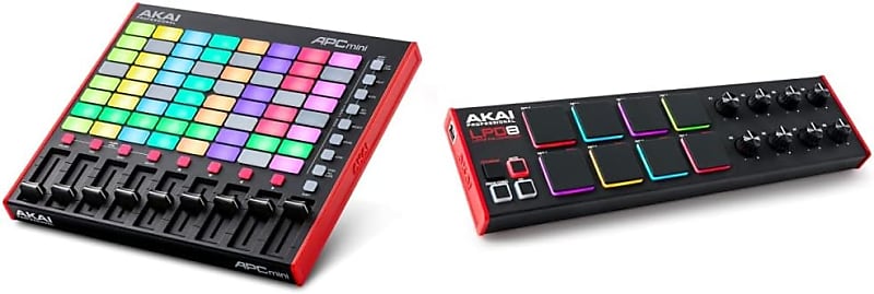 AKAI Professional APC Mini MK2 - USB MIDI Pad Controller for Clip Launching  & Professional LPD8 - USB MIDI Controller, 8 Assignable Knobs and Music