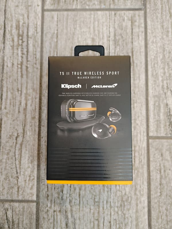 Klipsch T5 II True Wireless Sport McLaren Edition True Wireless Earphones With Wireless Charging Case And Charging Pad  			