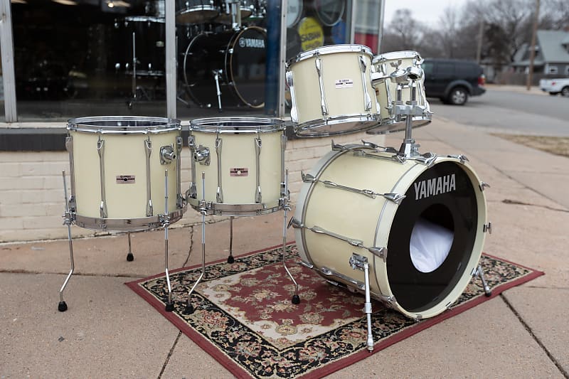 Vintage Yamaha YD-9000 10, 12, 14, 16, 22 Power Series Recording Custom  Drum Set Stage White