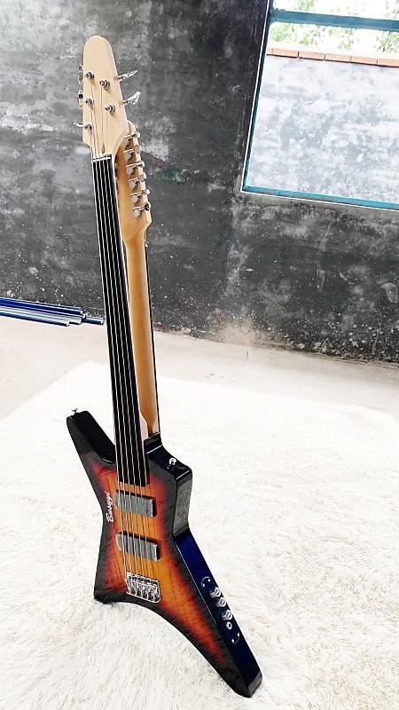 5 String Fretless Bass / 12 String   Double Sided,  Busuyi Double Neck Guitar 2021 (Sunburst)All levels image 1