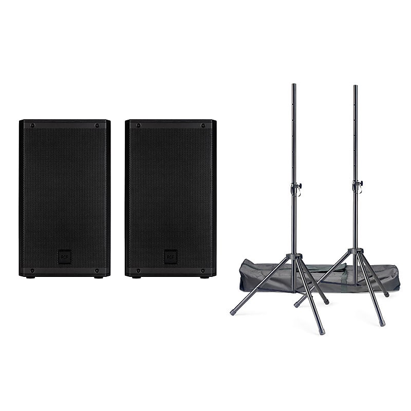 RCF ART 910-A Active PA Speaker Bundle with Stands & Cables image 1