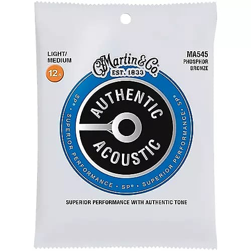 Martin MA545 Authentic Acoustic Superior Performance 92/8 Phosphor Bronze Guitar Strings - .0125-.055 Light/Medium