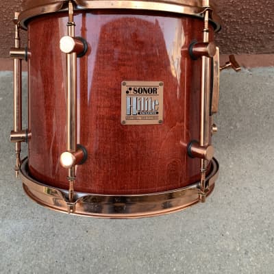 Sonor Vintage Hilite Classic Copper series  1990 Red stain wood with copper hoops image 11