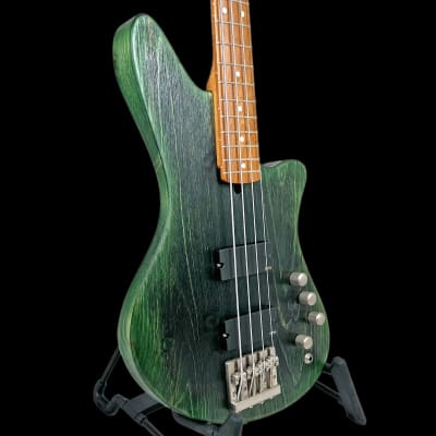 Offbeat Guitars "Jacqueline" aka "Jax" 32" Medium Scale Bass in Emerald City Eclipse with Active EMG Pickups image 2