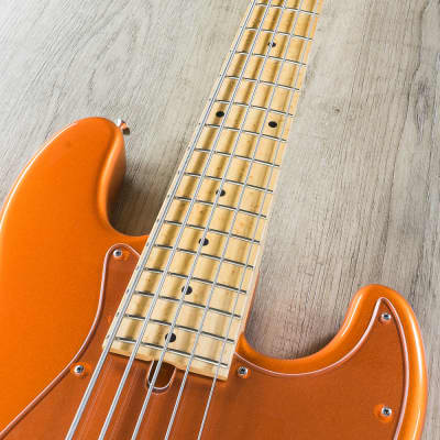 Mike Lull Custom Guitars M5V 5-String Bass Birdseye Maple Fingerboard Orange image 2