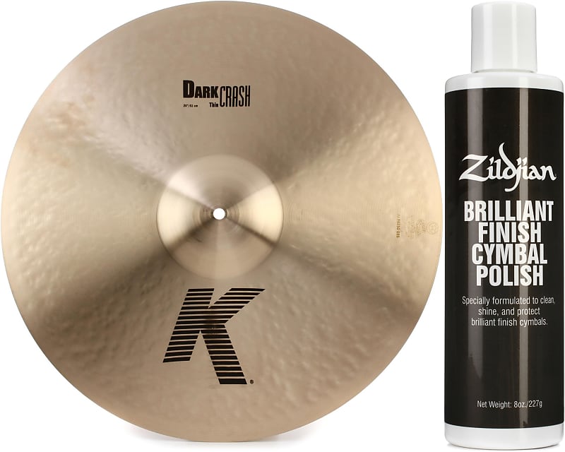 Zildjian 20 inch K Zildjian Dark Thin Crash Cymbal  Bundle with Zildjian Brilliant Cymbal Cleaning Polish image 1