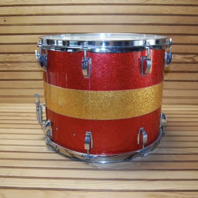Vintage Ludwig 1970s Maple 15 x 12 Marching Snare Drum - Red/Gold Sparkle image 4