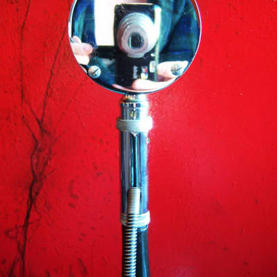 Vintage RARE 1950's Astatic D-104 crystal "Lollipop" microphone Chrome w period Astatic E6G desk stand image 5