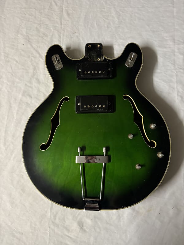 Aria Encore Matsomoku Hollow Body Electric Guitar Body Bigsby W/ Plate 1960s 1970s Green Fade image 1