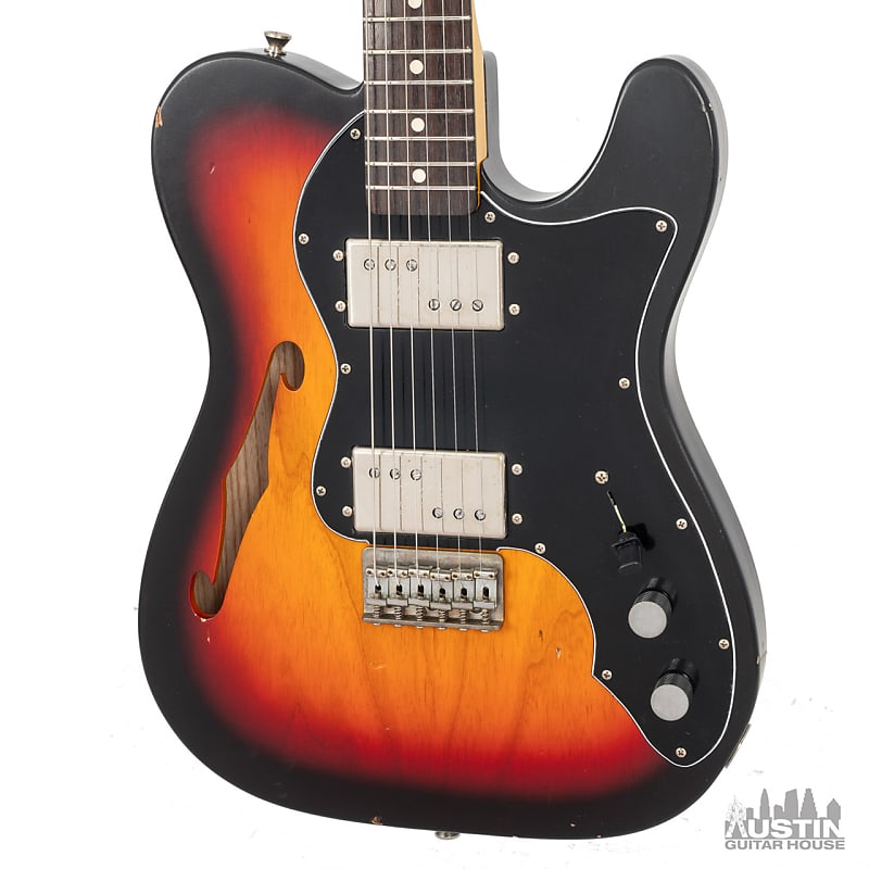 Nash T-72TL Thinline Guitar, 3 Tone Sunburst, Light Aging