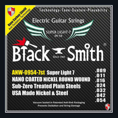 Black Smith électrique 7C 9-54 coated - Jeu de 7 cordes guitare électrique for sale