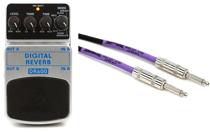 Behringer DR600 Digital Reverb Pedal Bundle with Pro Co EG5 Reverb