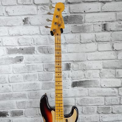 Fender Custom Shop 1958 Precision Bass Relic, 1-Piece Quartersawn Maple Neck Fingerboard, Super Faded Aged Chocolate 3-Color Sunburst image 4