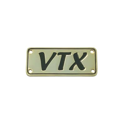 Vox VTX Valvetronix Logo, Brass with Black Letters