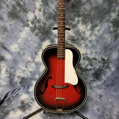 Vintage 1968 Truetone by Kay Archtop Redburst Guitar Pro Setup New Strings Soft Shell Case for sale