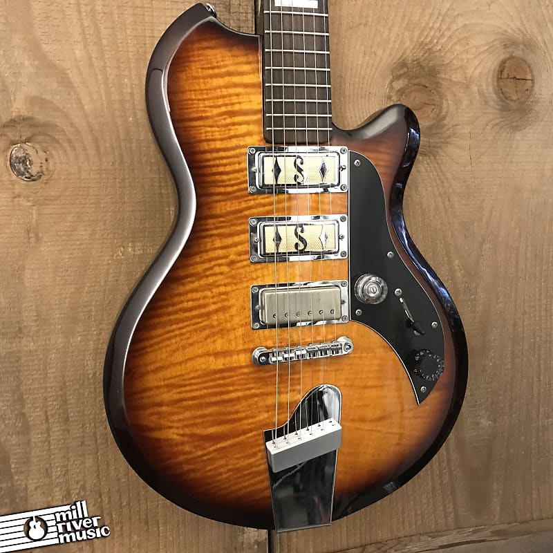 Supro Hampton Flame Maple Tobacco Burst Modded Lollar Alnico Mini Bucker