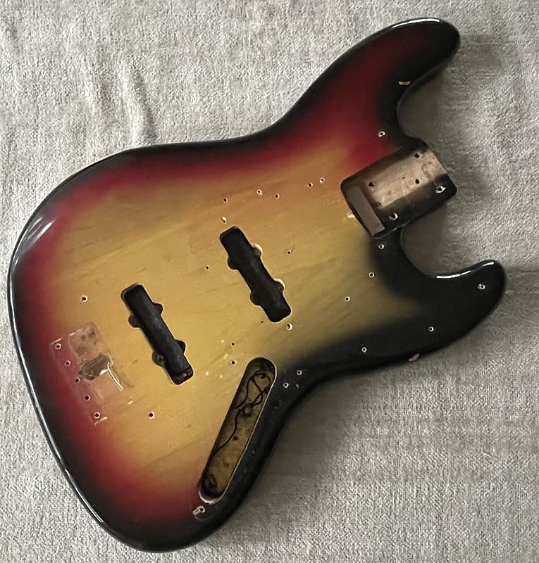1972 Fender USA Jazz Bass Body Sunburst Finish w Brass Shield Reverb