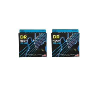 DR Guitar Strings 2 Pack Electric Neon Blue 09-46 Light Tops - Heavy Bottoms