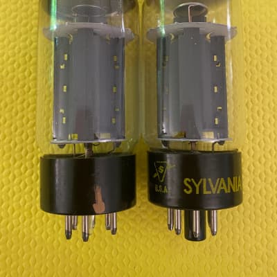 Matched Pair Sylvania 45 store #45 Vacuum Tubes Valves Black Plates