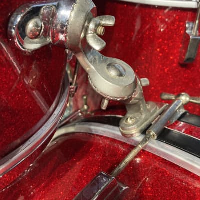 Frankie Banali's Quiet Riot - Leedy & Ludwig Restored 6-Piece Set, 24", 20", 16", 13", 12", 14x5" Matching Snare! Immaculate 1950-1955 - Sparkling Red Pearl image 15