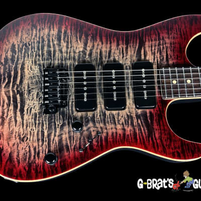 2022 Tom Anderson Drop Top Quilt Top with Triple P-90 Pickups ~ Natural Black to T Red Burst with Binding for sale