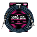 Ernie Ball Braided Guitar Instrument Cable Straight Right-Angle Black/Blue 25ft