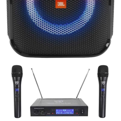 JBL Partybox Encore Essential Portable Compact Party Speaker w LED+Wireless Mics image 1