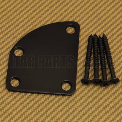NP-DLX-B Black Deluxe Cutaway Heel 4-Bolt Guitar Neck Plate w/ Mounting Screws