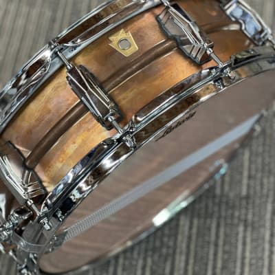 LUDWIG 14X5 COPPERPHONIC SNARE DRUM NATURAL RAW PATINA image 10