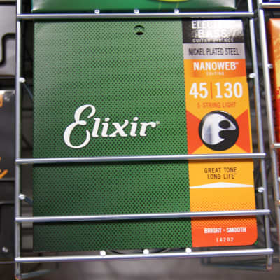 Elixir 14202 Nanoweb coated 5 string bass guitar set 45-130 image 1