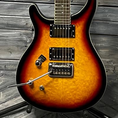Dillion Left Handed DR-1500 TQ Double Cutaway Electric Guitar- Quilted Sunburst for sale