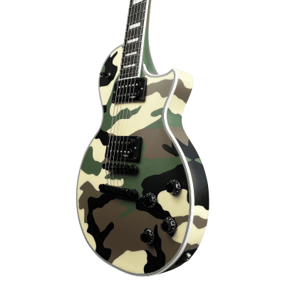 10S GF Modern Single Cutaway Full Thickness Set Thru Electric Guitar Satin Green Camo image 9