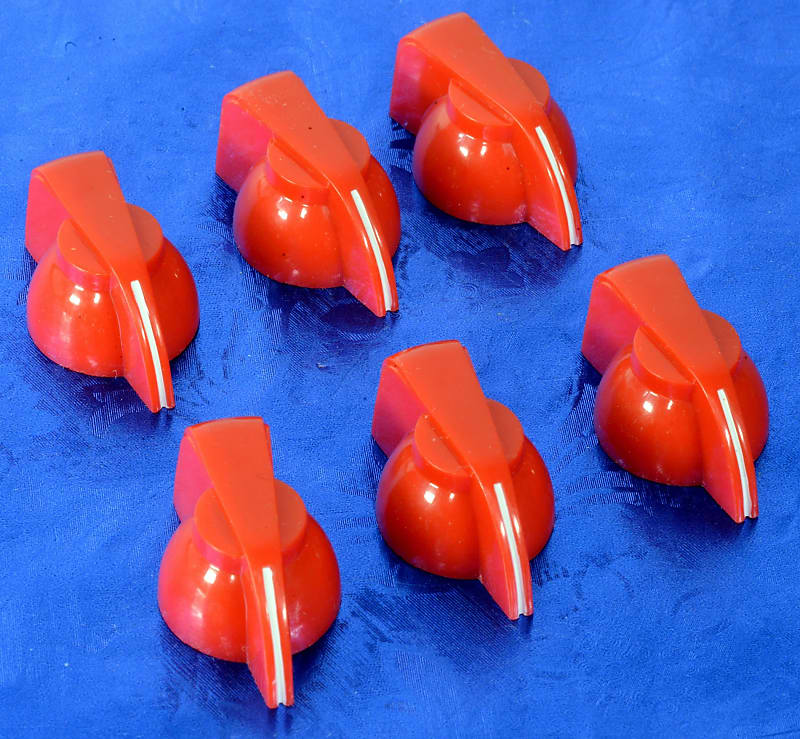Six Chicken Head Amp Knobs, '60s Vintage British Style, Red, Reverb