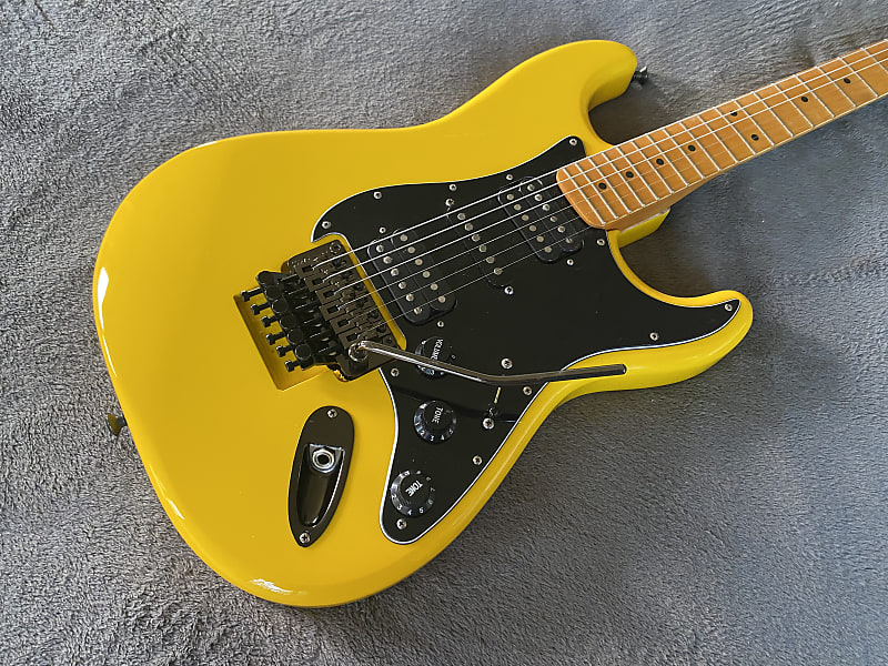 2023 Del Mar Lutherie Surfcaster Strat Floyd Rose Graffiti Yellow - Made in USA image 1