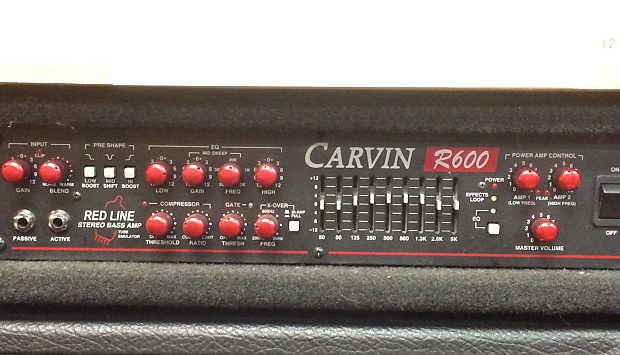 Carvin R600 Redline Stereo Bass Amp Head 2000's image 1