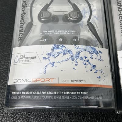 Audio-Technica ATH-SPORT3 SonicSport In-ear Headphones - Black image 2