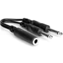 Hosa YPP-106 1/4" TS Female to Dual 1/4" TS Y-Cable, 6"