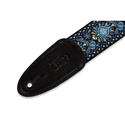 Levys 2 Inch 60's Hootenanny Jacquard Weave Guitar Strap Floral Blue Yellow image 2