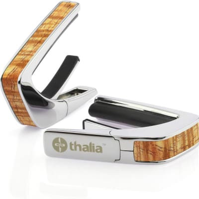 Thalia Capo Black Chrome Finish with Hawaiian Koa Celtic Knot Engraved  Inlay